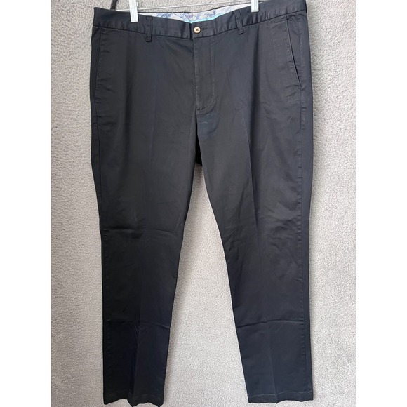 Tommy Bahama Pants Mens 40x34 Black Boracay Chino Slim Flat Front Stretch Preppy - Picture 1 of 13